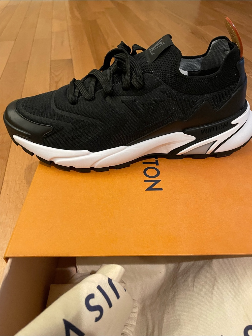 Louis Vuitton Black and White Men's Trainer Sneaker